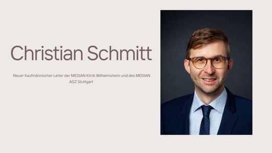 Neuer Kaufmännischer Leiter der MEDIAN Klinik Wilhelmsheim und des MEDIAN AGZ Stuttgart Christian Schmitt Neuer Kaufmännischer Leiter der MEDIAN Klinik Wilhelmsheim und des MEDIAN AGZ Stuttgart Christian Schmitt