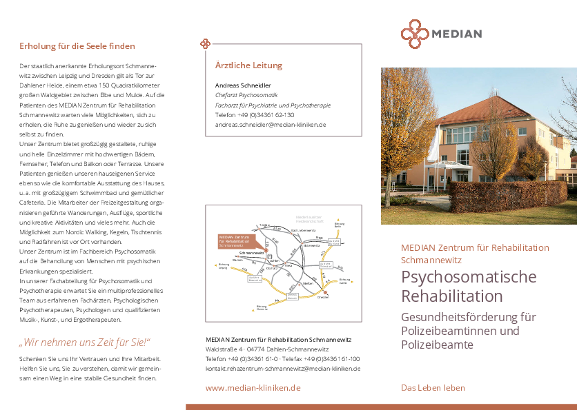 Gesundheitsförderung für Polizeibeamtinnen und Polizeibeamte Flyer bei MEDIAN Zentrum für Rehabilitation Schmannewitz