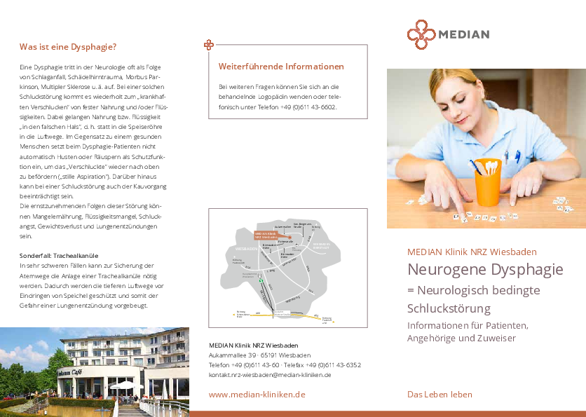 Informationsmaterial zu Neurogene Dysphagie der MEDIAN Klinik NRZ Wiesbaden