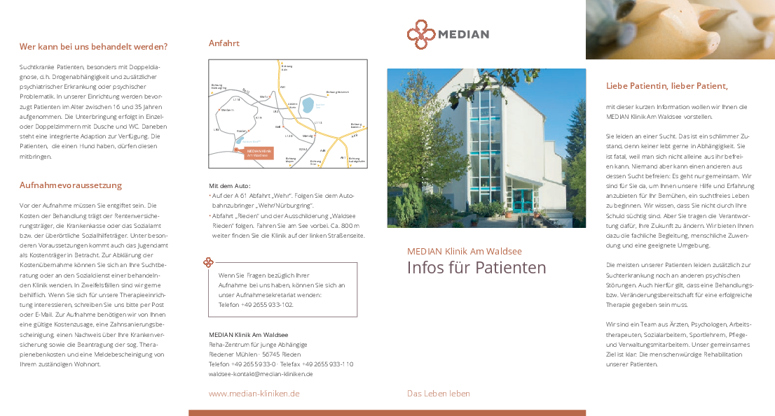 Infobroschüre Informationen für Patienten der MEDIAN Klinik am Waldsee