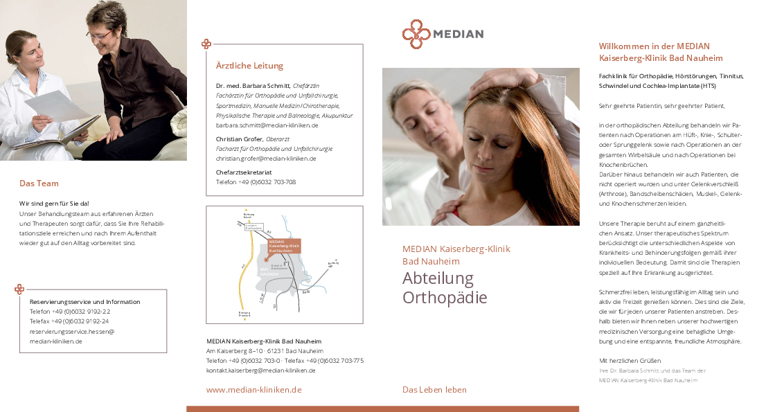 Infobroschüre Orthopädie der MEDIAN Kaiserberg-Klinik Bad Nauheim