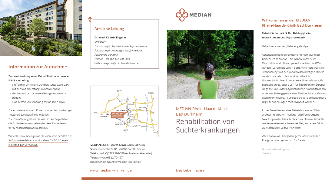 Infomaterial zum Thema Suchterkrankungen der MEDIAN Rhein-Haardt-Klinik Bad Dürkheim