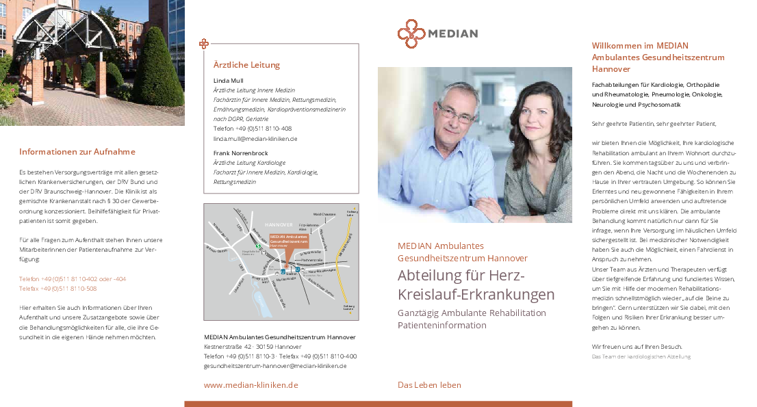 Flyer Herz-Kreislauf-Erkrankungen des MEDIAN Ambulantes Gesundheitszentrum Hannover