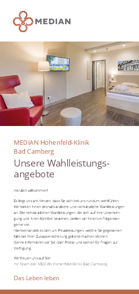 Infoflyer unsere Wahlleistungsangebote der MEDIAN Hohenfeld-Klinik Bad Camberg