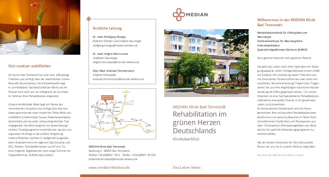 Infomaterial Kliniküberblick der MEDIAN Klinik Bad Tennstedt