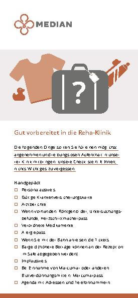 Packliste für den Aufenthalt im MEDIAN Reha-Zentrum Bernkastel-Kues Klinik Burg Landshut